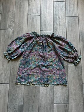 Floral Off-Shoulder Smock Blouse in Multicolor